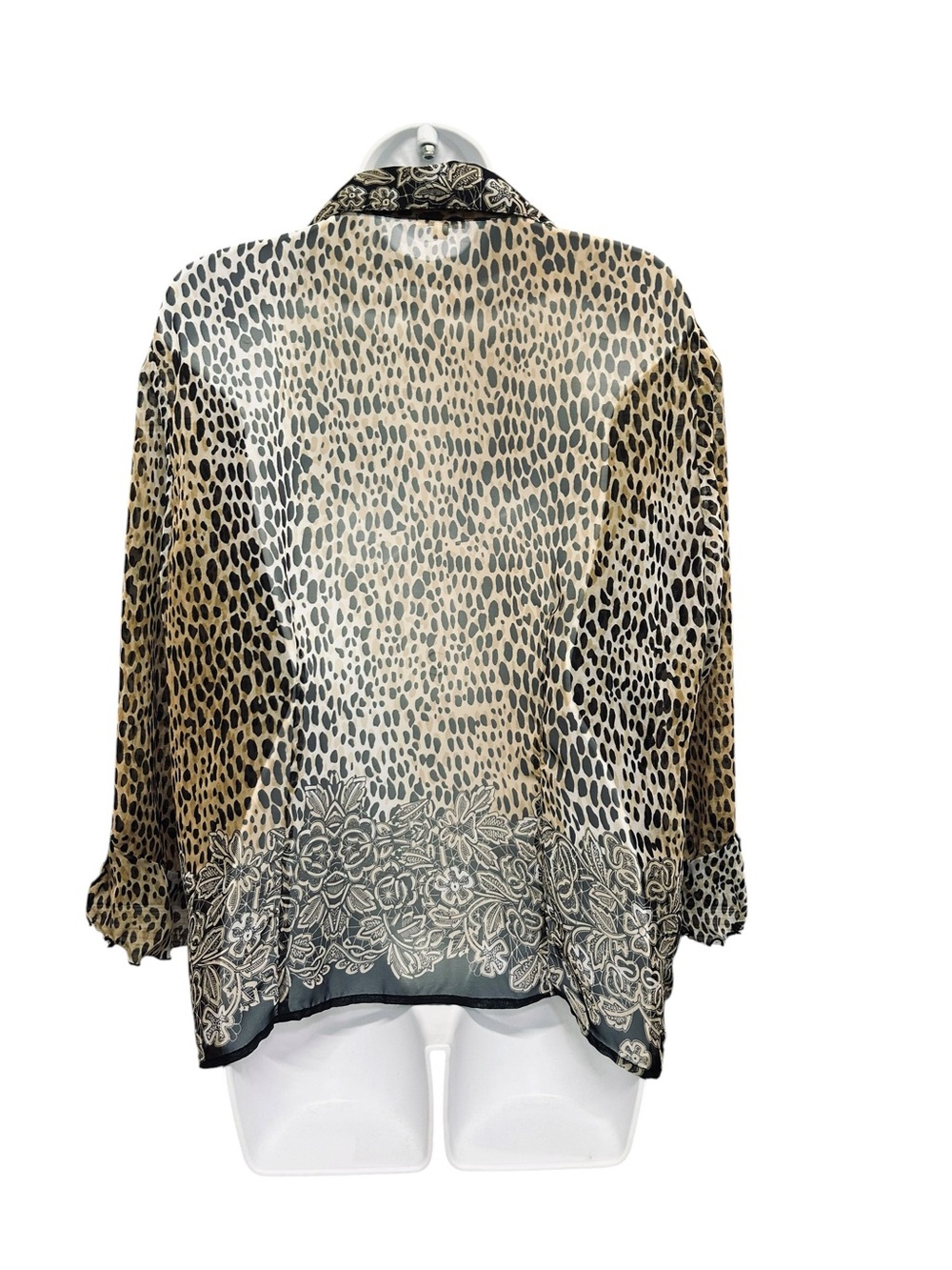 Nicola Animal Leopard Print Semi Sheer Button Front Chiffon Blouse Size XL - Picture 3 of 4